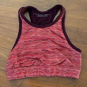 Aerie Burgundy Stripes Longline Sports Bra